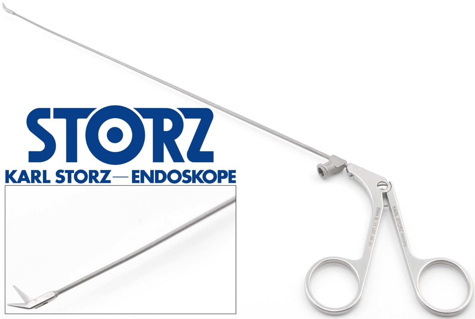 KARL STORZ 8684B ENT Micro Laryngeal Surgical Scissors 45°Angled UP 5mm Bite 9″