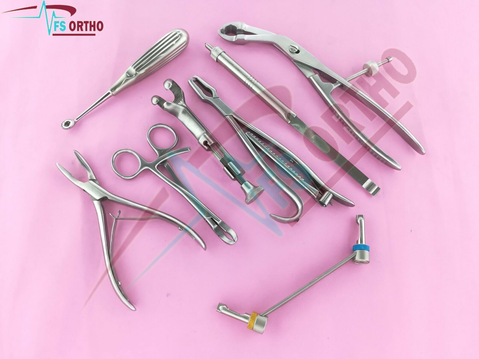 10 Assorted Orthopedic Surgical Instruments custom made set Stainless steel