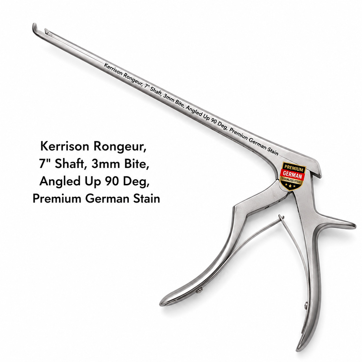 Kerrison Rongeur, 7″ Shaft, 3mm Bite, Angled Up 90 Deg, Premium German Stain