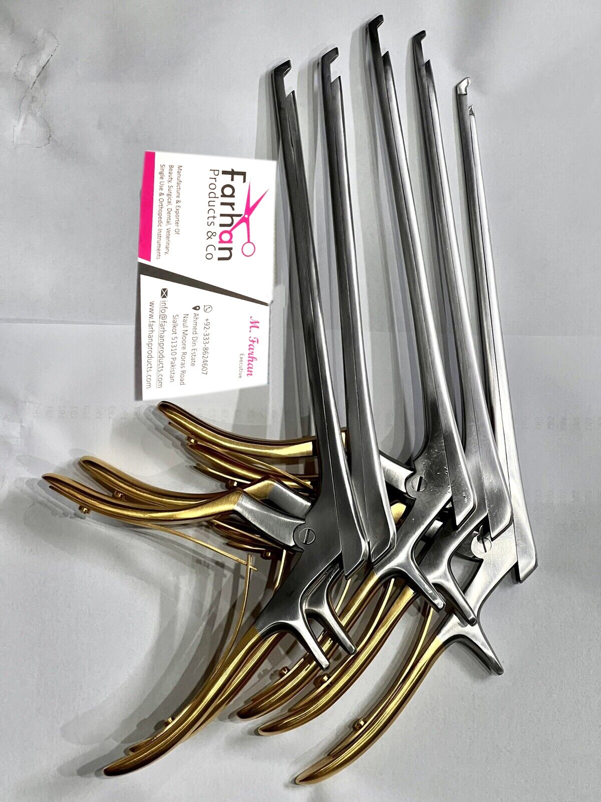 Kerrison Set 8” (1mm,2mm,3mm,4mm,5mm) 5 Pieces 45 degrees Upward Rongeurs Gold