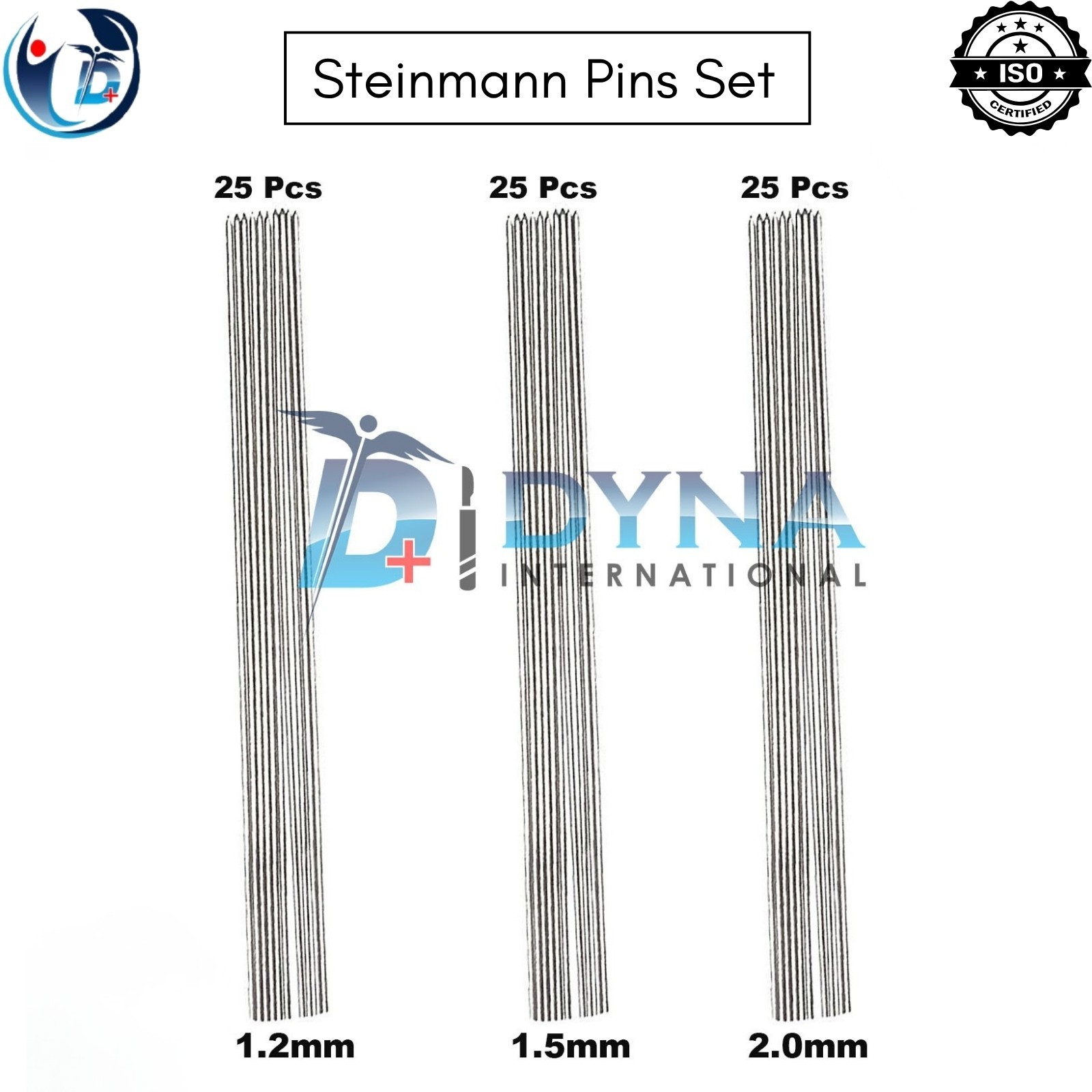 Steinmann Pins Set of 75 Pcs – 25cm Orthopedic Veterinary Surgical Instrument CE