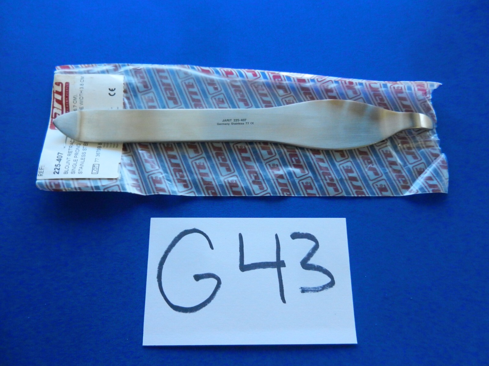 G43 Jarit 225-407 Wide Blount Single Prong Retractor 10-1/4″ NEW!!