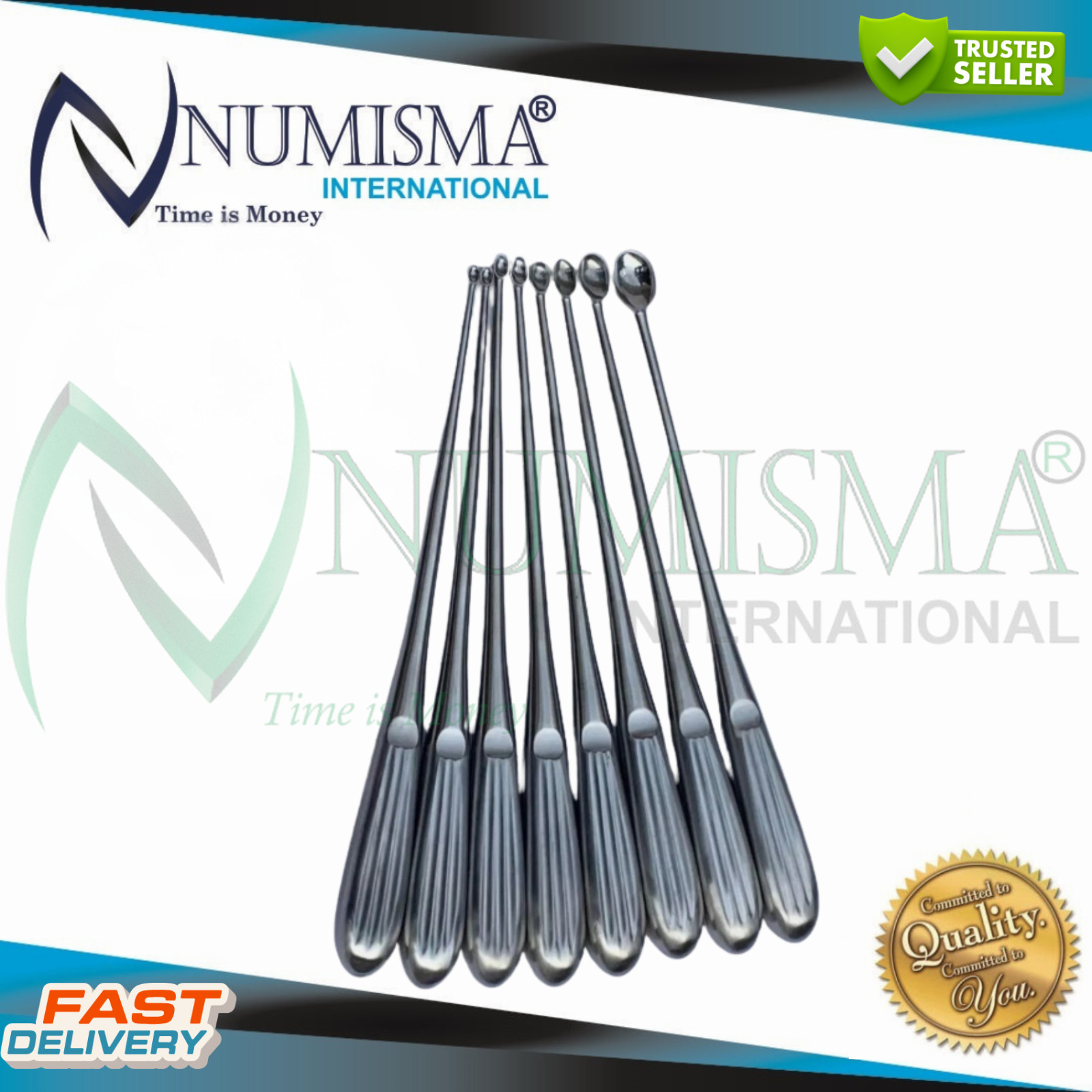 Volkmann Bone Curette Set of 9 Pieces Orthopedic Spine Surgical Instruments