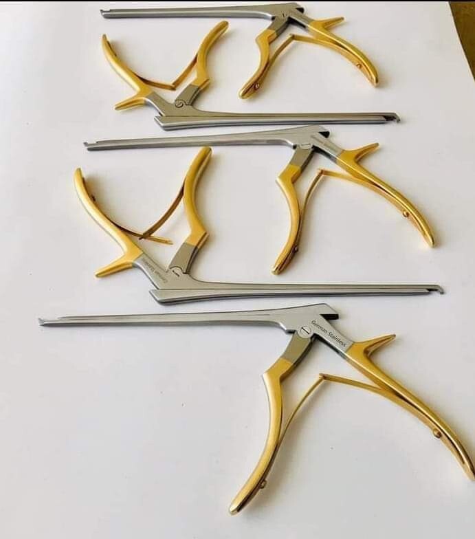 5 PCS Kerrison Rongeurs 1.2.3.4.5 mm 45UP Gold Handle Orthopedic German Grade 7″