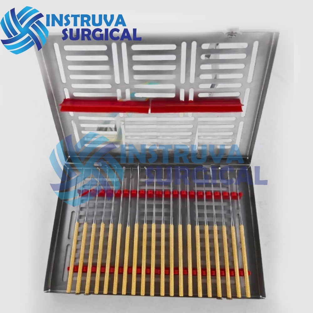Rhoton Micro Dissector Set 20 Pieces with Gold Neurosurgery Surgical Instruments