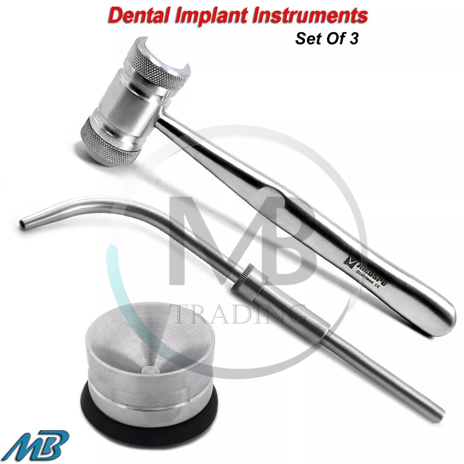 Set Of 3 Implant Bone Graft Kit Surgical Bone Mallet & Collector 9mm Filter