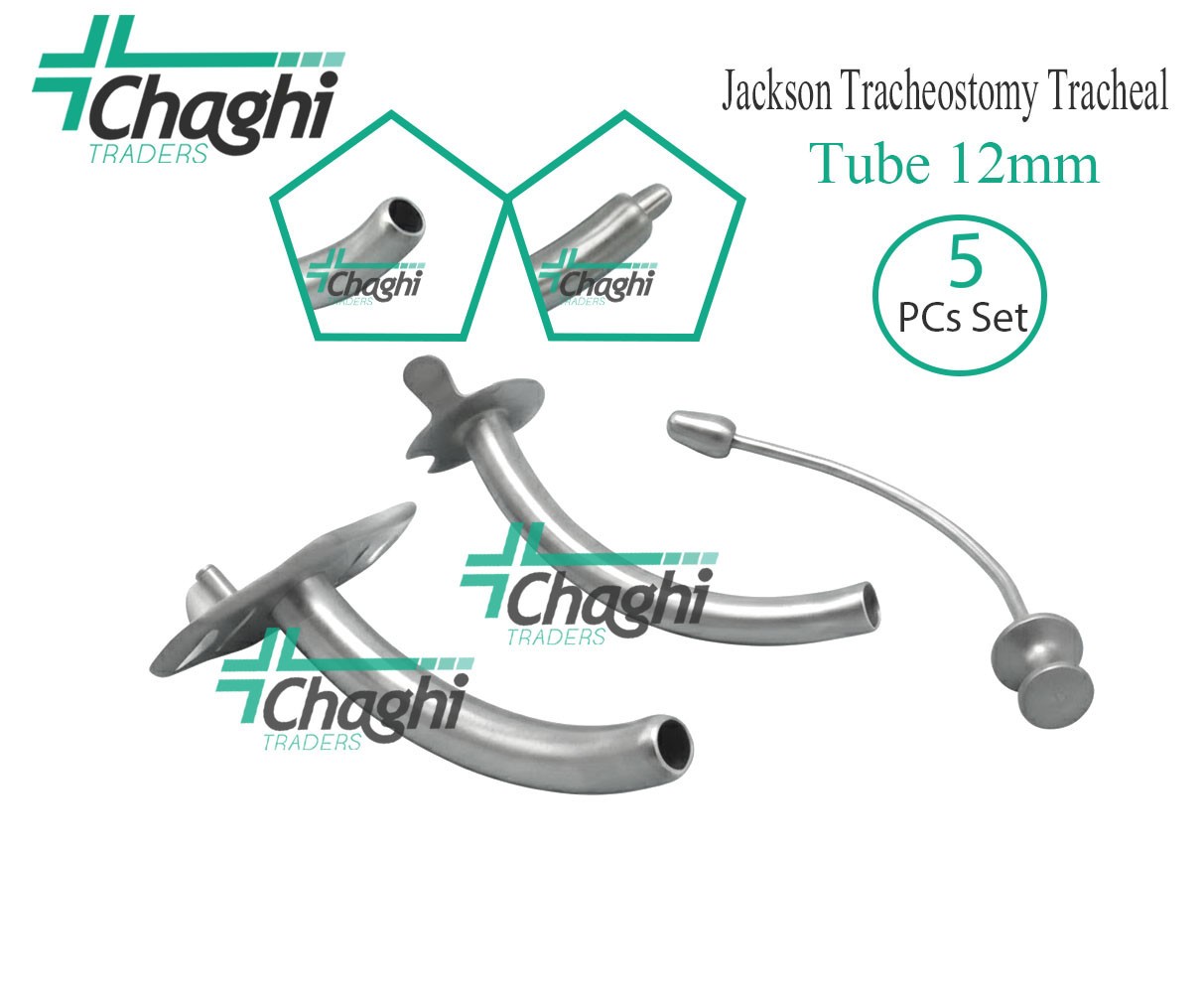 OR Grade Jackson Tracheostomy Tracheal Tube 12mm 5PCs Set Steel ENT Instruments
