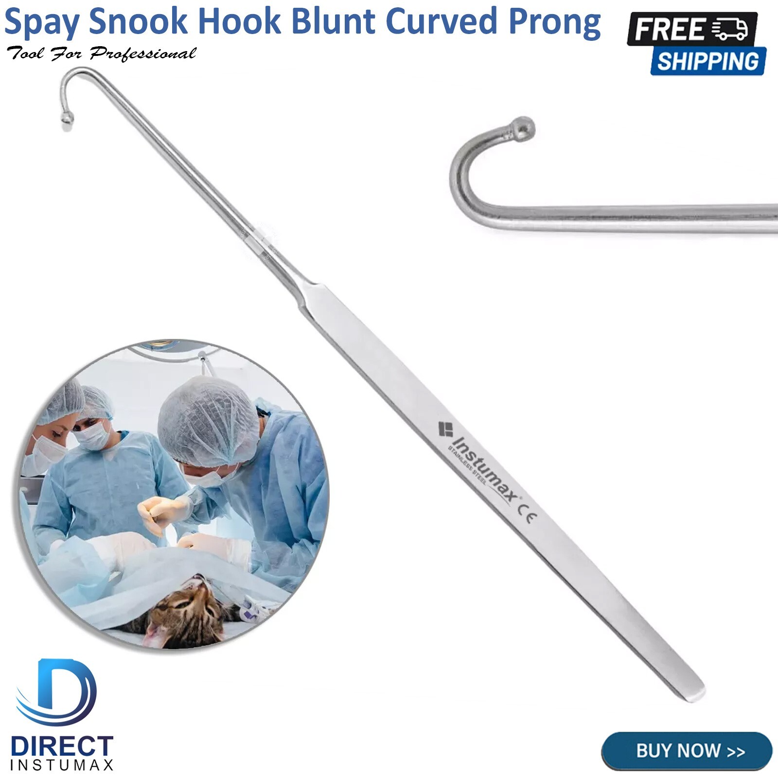 SPAY SNOOK HOOK 8″ VETERINARY SURGICAL INSTRUMENTS STAINLESS STEEL