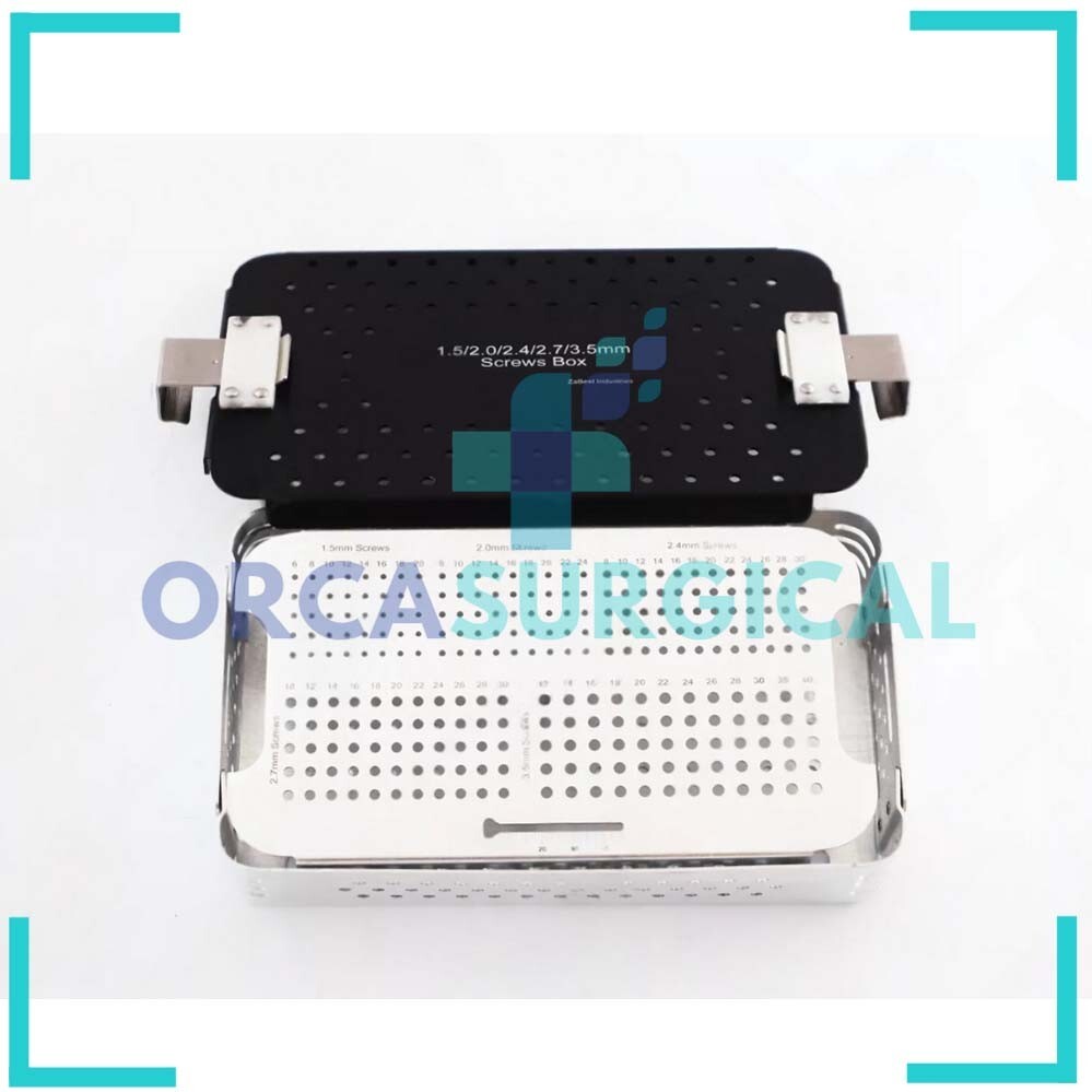 1.5mm, 2.0mm, 2.4mm, 2.7mm, & 3.5mm Screws Box, Rack, Sterilization Case