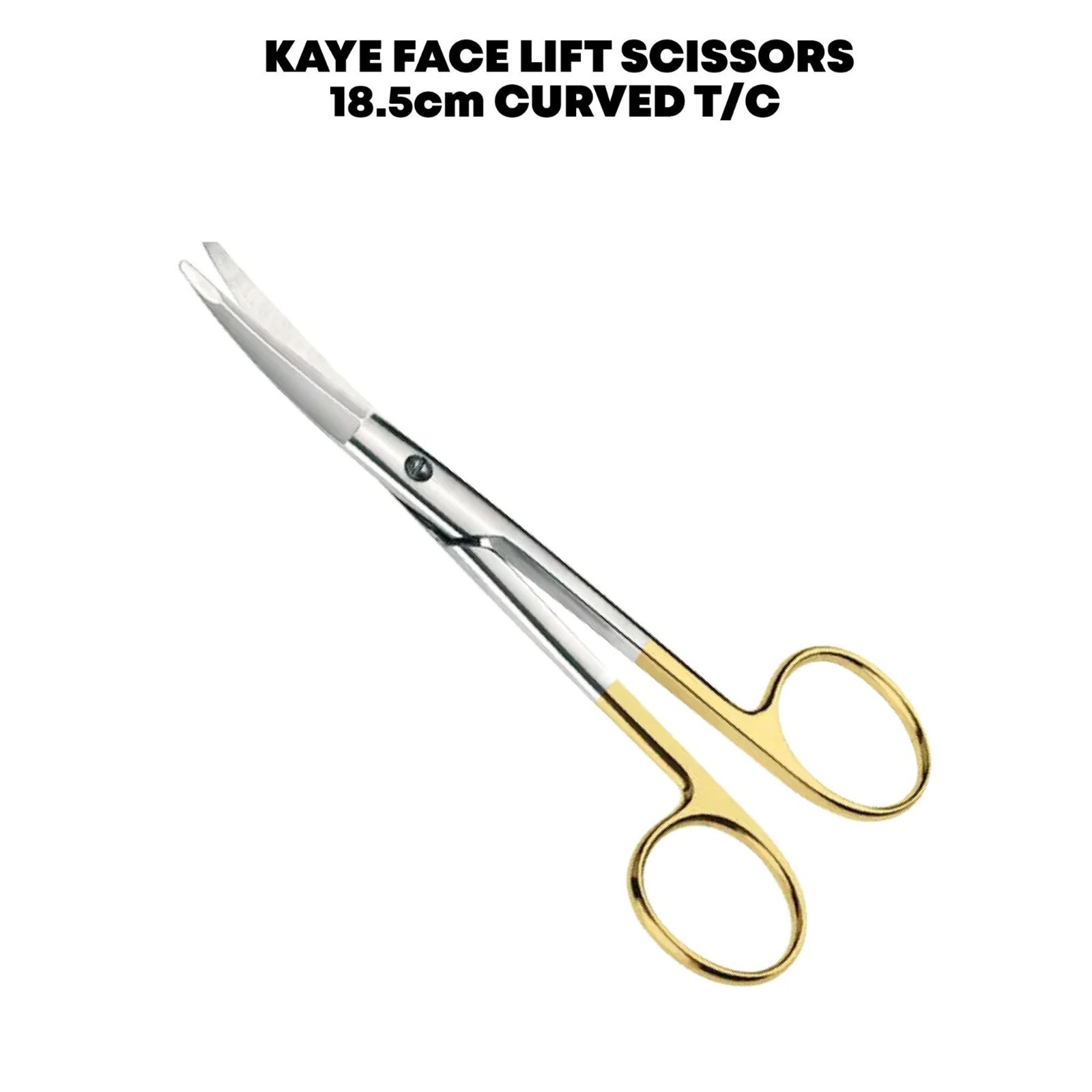 KAYE Face Lift Scissors Curved 18.5cm with T/C Tips Surgical Instrument
