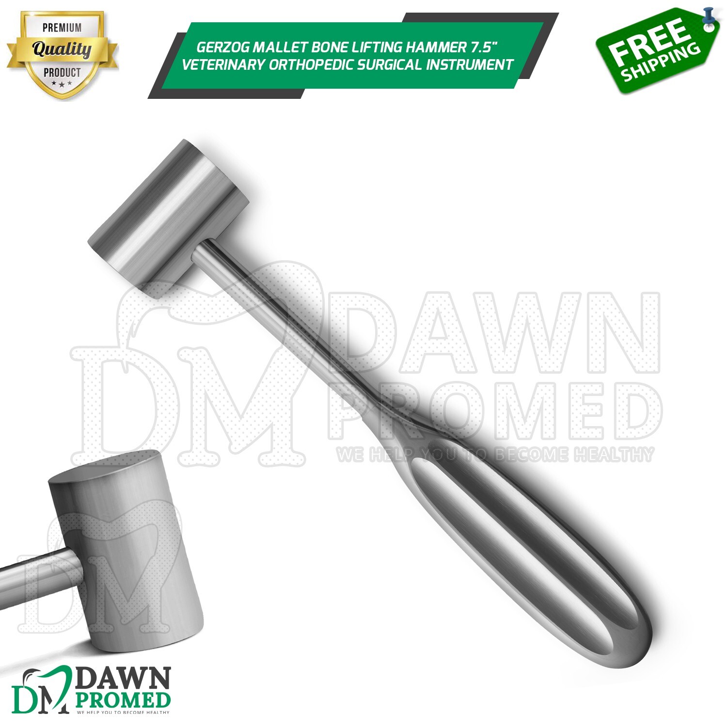 Gerzog Mallet 7.5″ Bone Lifting Hammer Veterinary Orthopedic Instrument German G