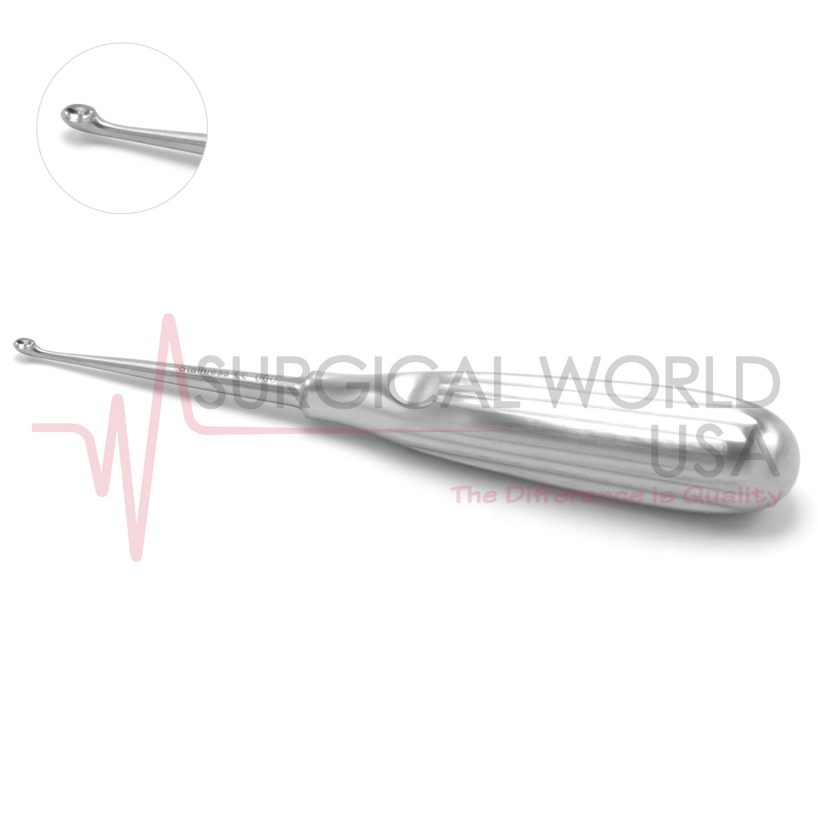 Spratt Brun Bone Curette Fig. 000 Oval Cup 6 3/4″ Straight Orthopedic Surgical