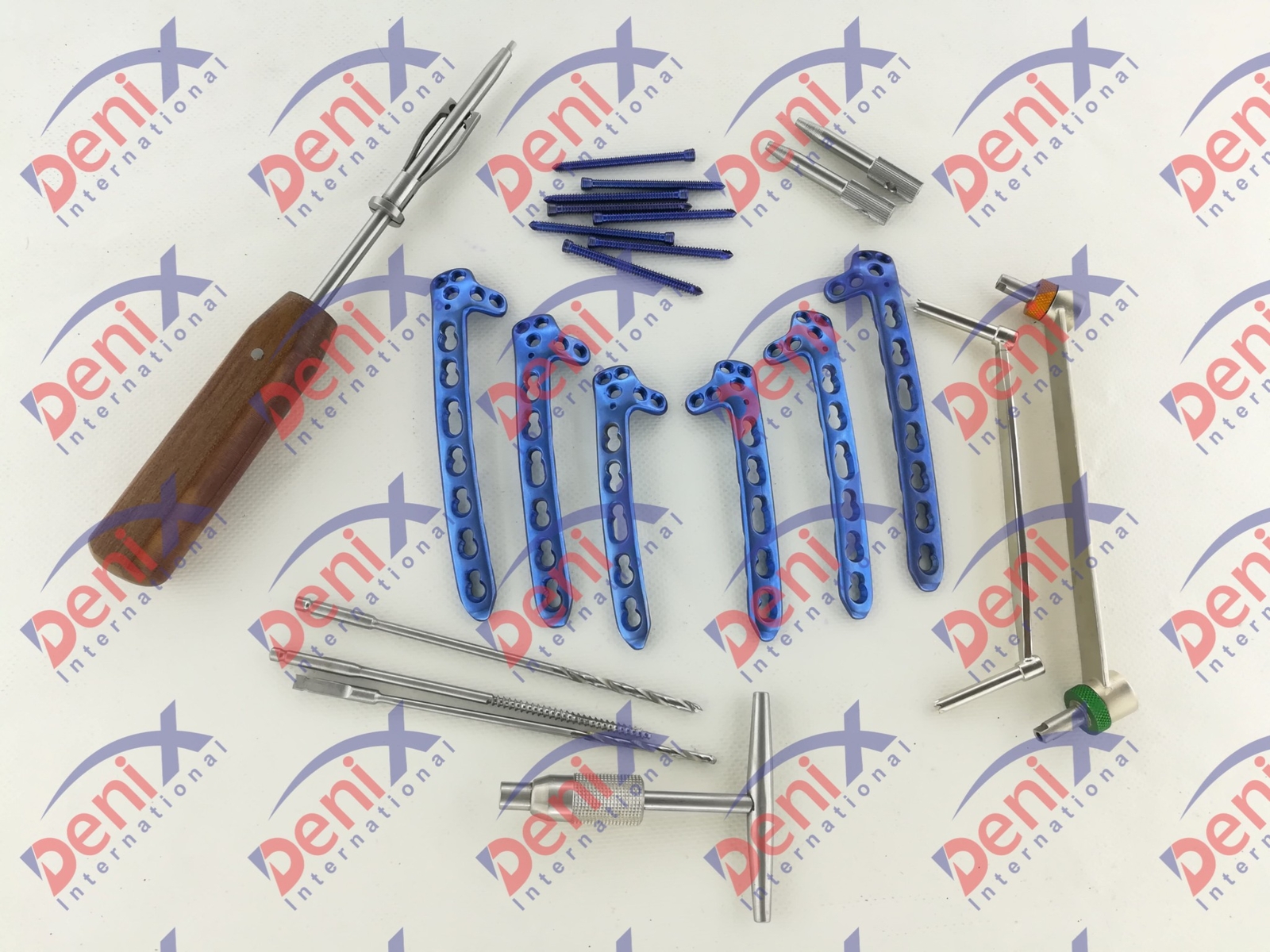 Dorsolateral Distäl Húmerus LCP L/R Plate 5-7H set 115 Pcs w Screws & Instrument
