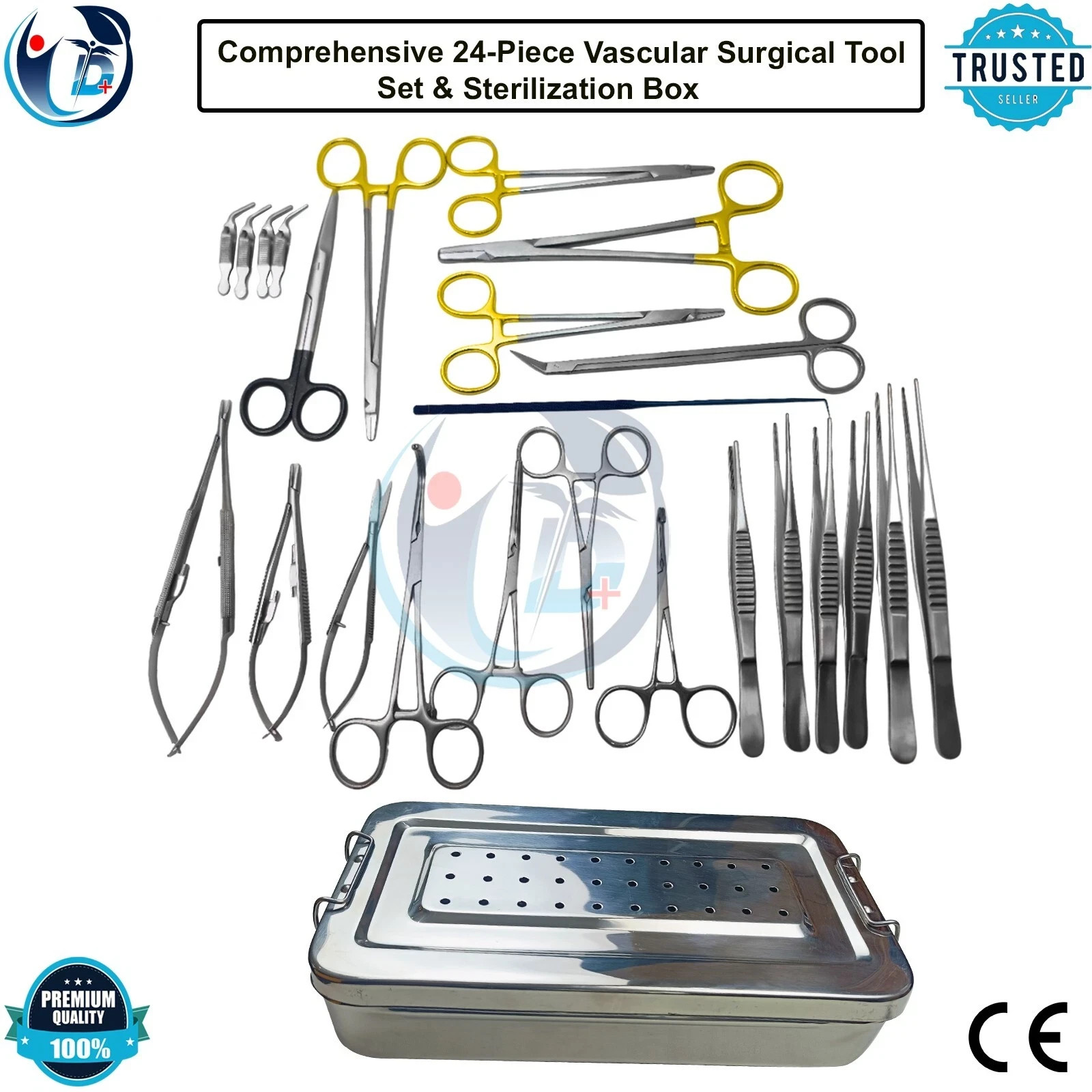 15 pcs vascular instrument set with sterilization box