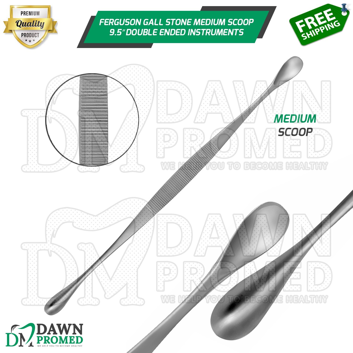 Ferguson Gall Stone Medium Scoop 9.5″ Double Ended Surgical OB/GYN Instruments