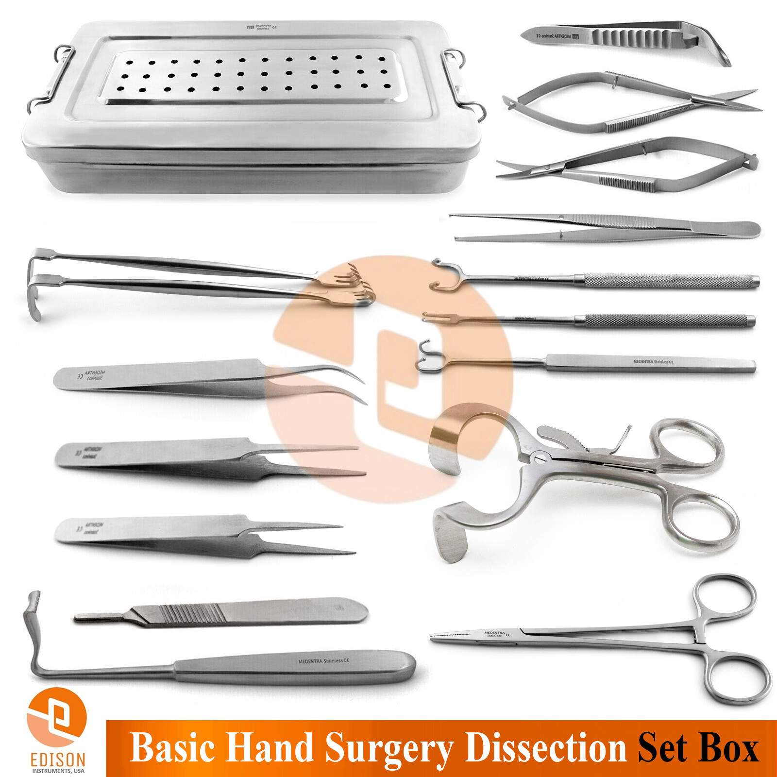 Hand Micro Surgery Kit Box Dissection Tweezers Micro Scissors Skin Retractor