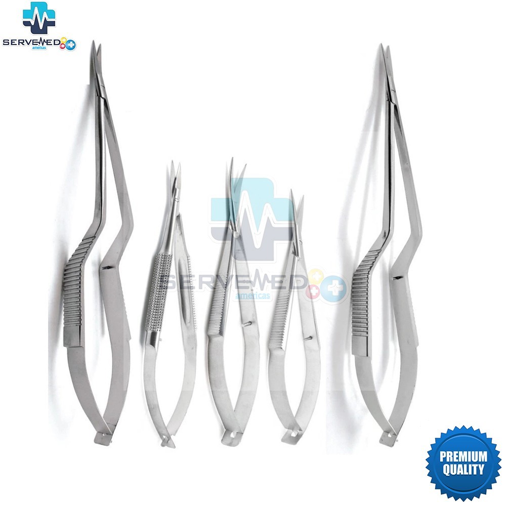 Eye Ophthalmic Castroviejo Yasargil Scissors Micro Surgical Instruments Set of 5
