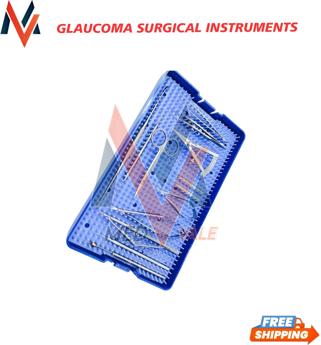 Glaucoma Surgical Instruments Kit Set Ophthalmic & Silicone Tray Stainless Steel