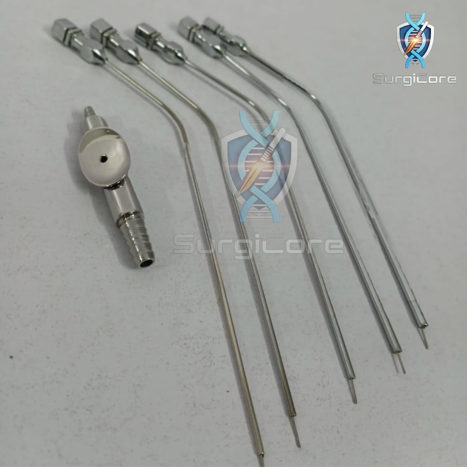 ENT Ear Suction Tip Set 12/14/16/18/20G Surgical Instrument Set of 6Pcs