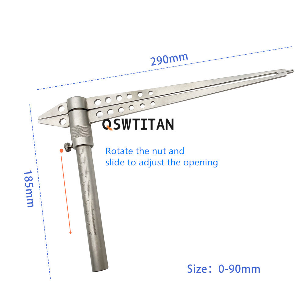 QSWTITAN Acetabulum Ruler Orthopedic Joint Caliper 185mm/190mm/195mm Instruments