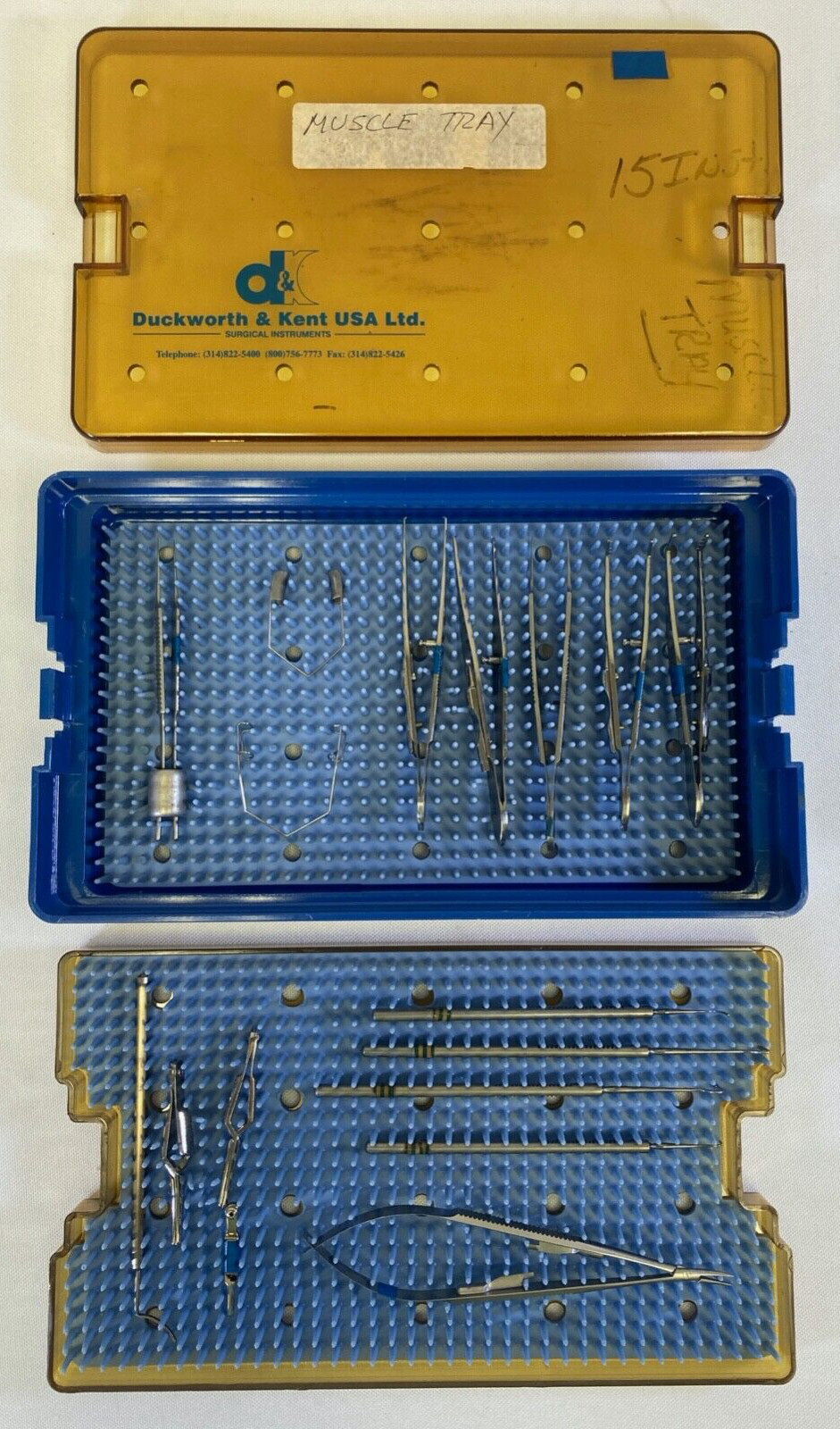 15 Piece Storz Katena Ophthalmic Muscle Tray w/ Dual Level Sterilization Case