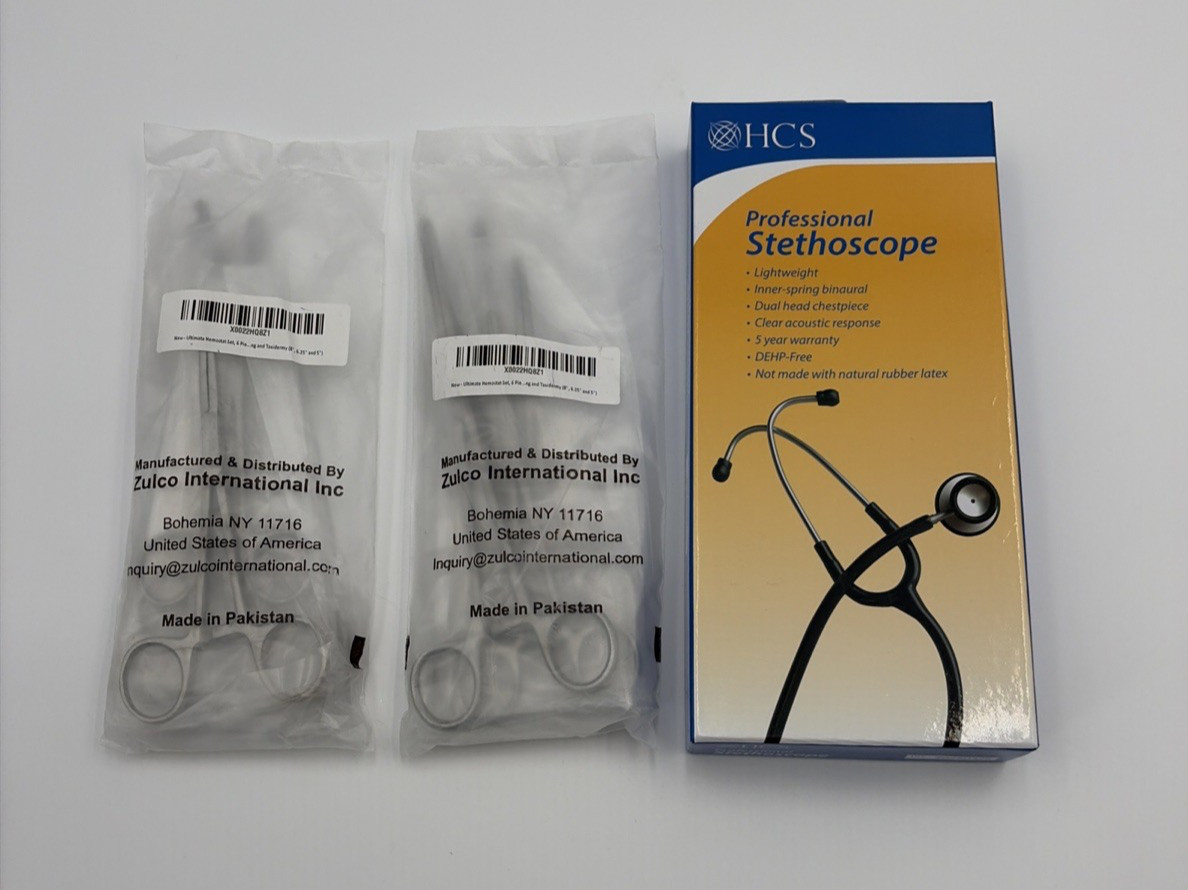 Surgical instruments 12 Hemostats & 1Stethoscope Never Opened