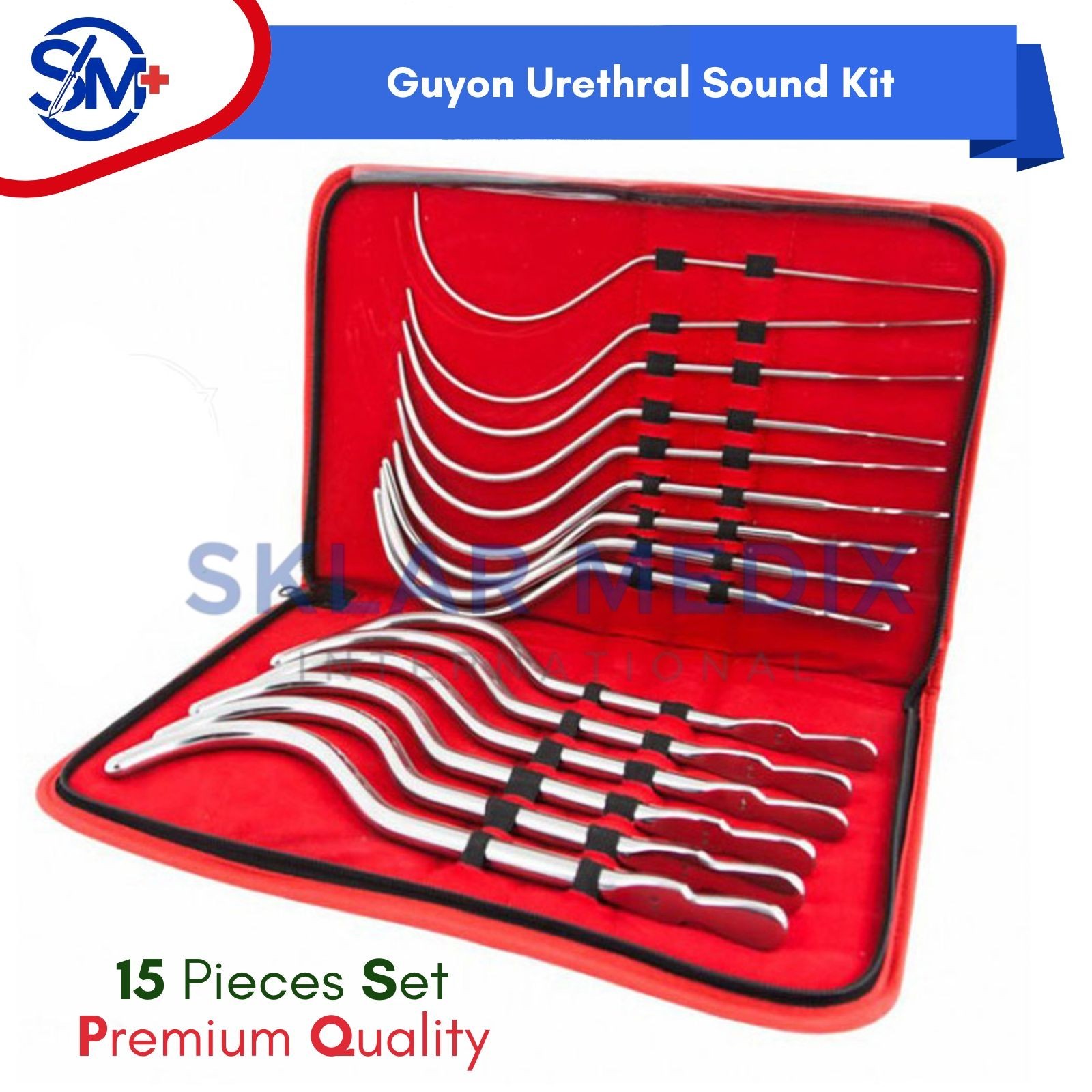 Guyon Urethral Sound Kit Medical Grade 316L Surgical Steel – 15 Pcs Sounding Set