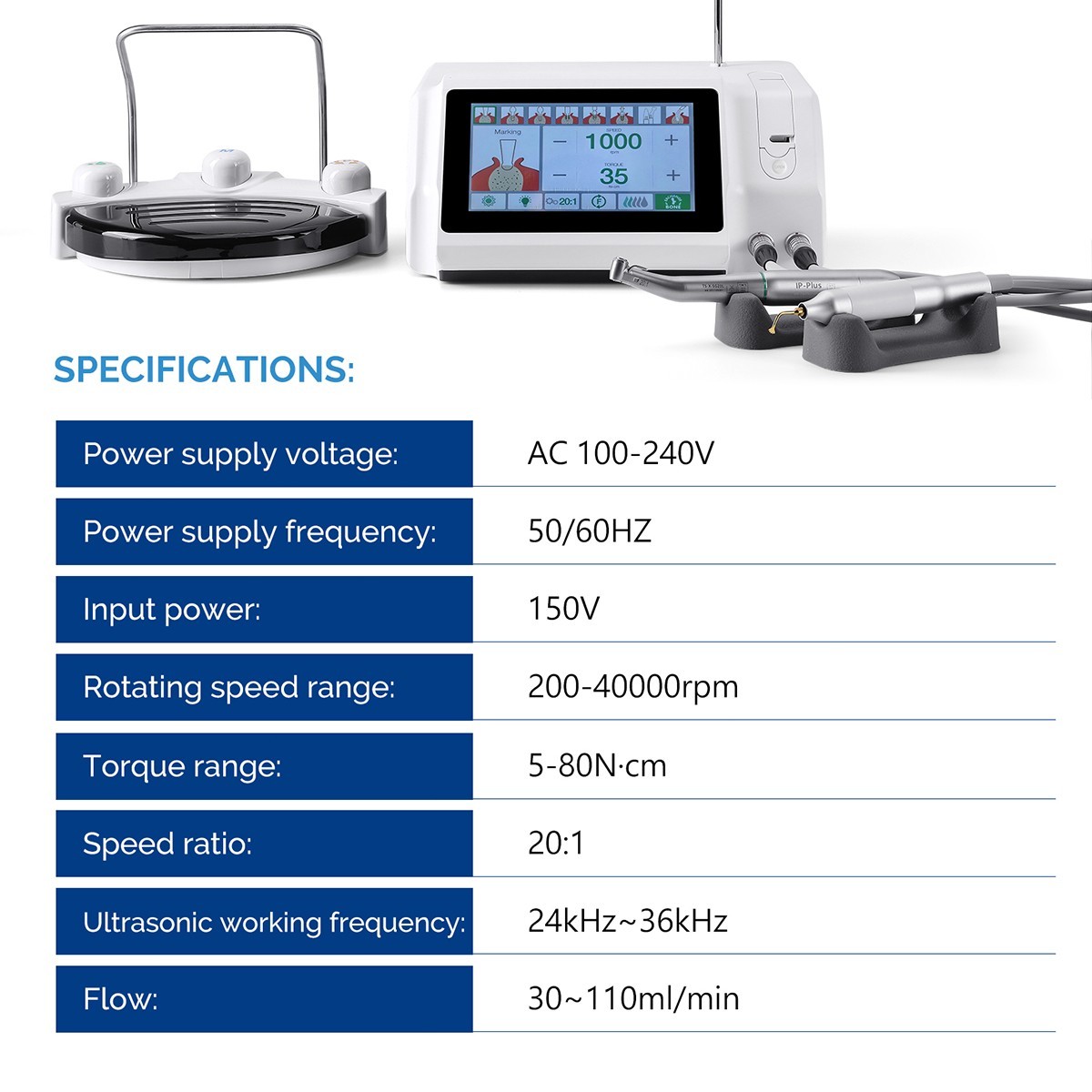 2-in-1 Device Dental Implant Ultrasonic Bone Cut Piezosurgery Unit Touchscreen