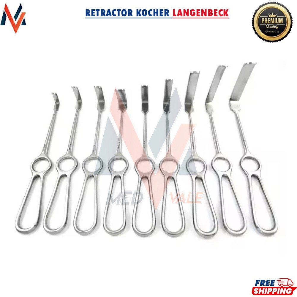 SET OF 9 RETRACTOR KOCHER LANGENBECK WOUND RETRACTORS 21 CM BLUNT PRONG SURGERY