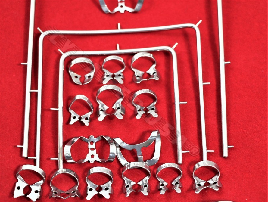 New O.R Rubber Dam Clamps SET with Frame 18 Pieces Dental Surgical Instruments