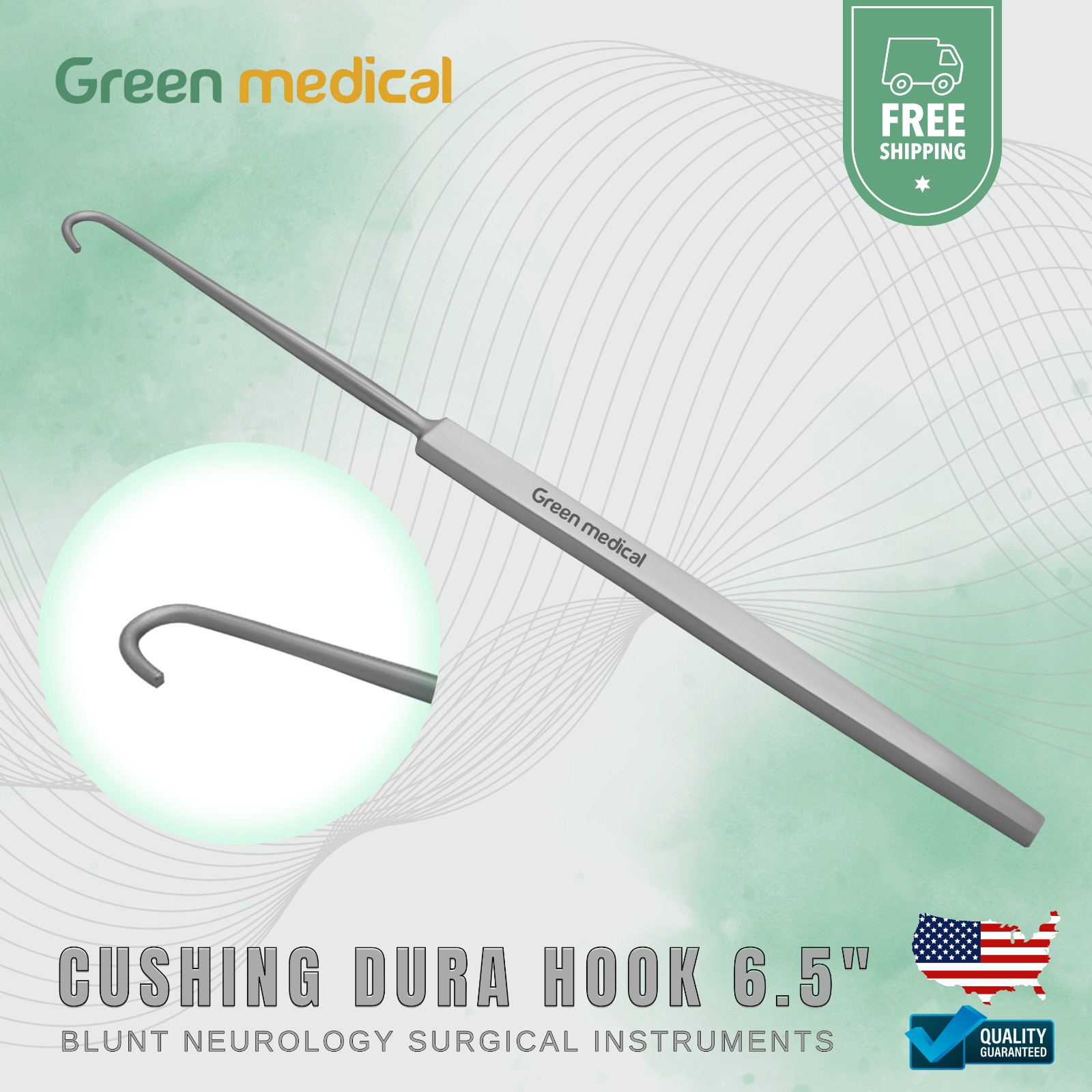 Cushing Dura Hook 6.5” Blunt Tip Neurosurgery Instrument | Stainless Steel Tools
