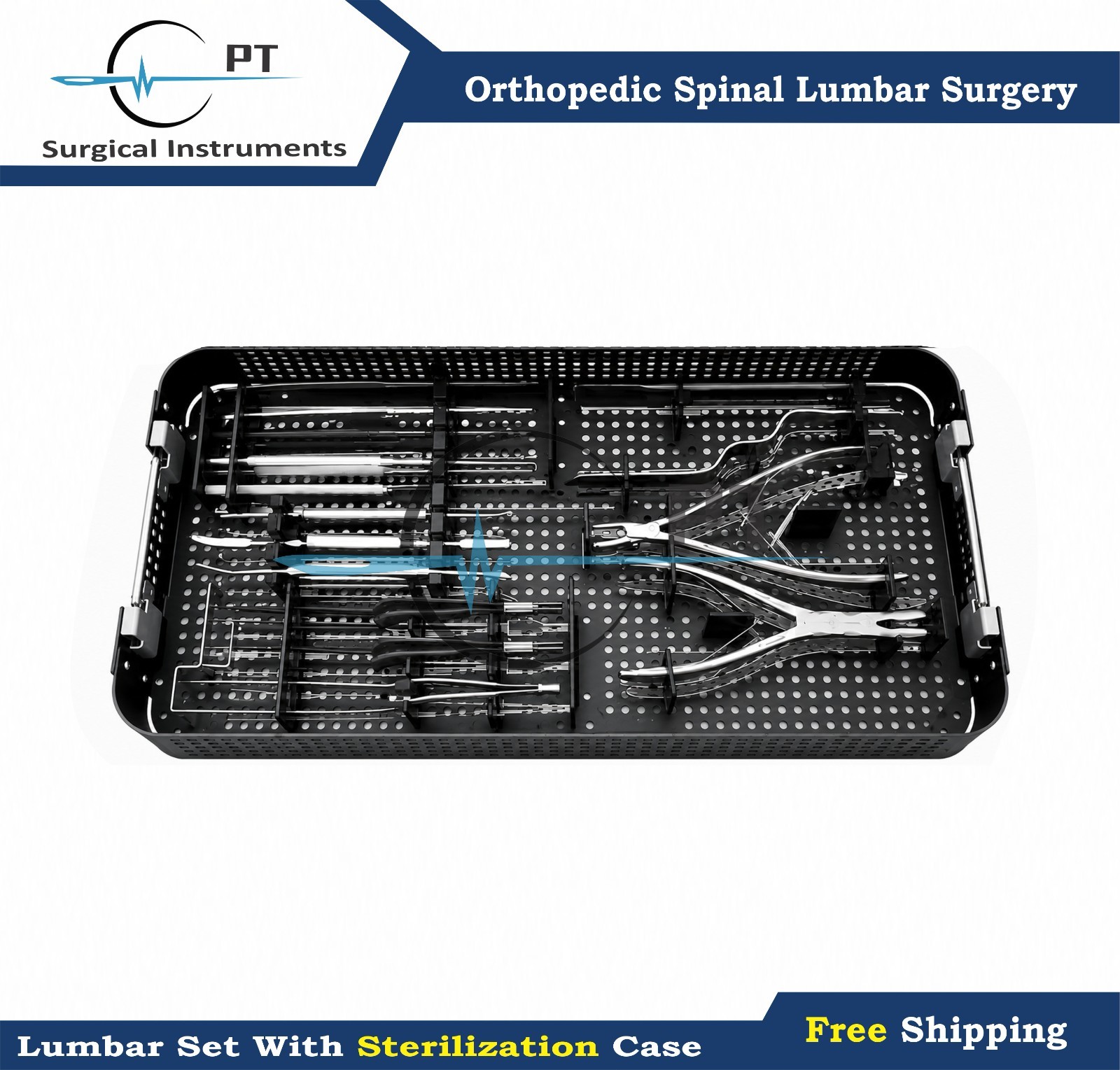 Orthopedic Spinal Lumbar Surgery Instruments Set with Sterilization Case Kit