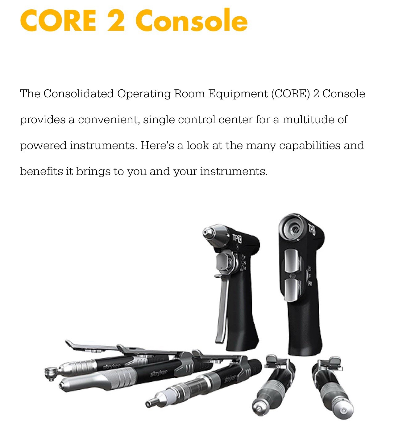 Stryker CORE 2 CONSOLE (5400-052-000) Used (V. Good Condition) With Accessories