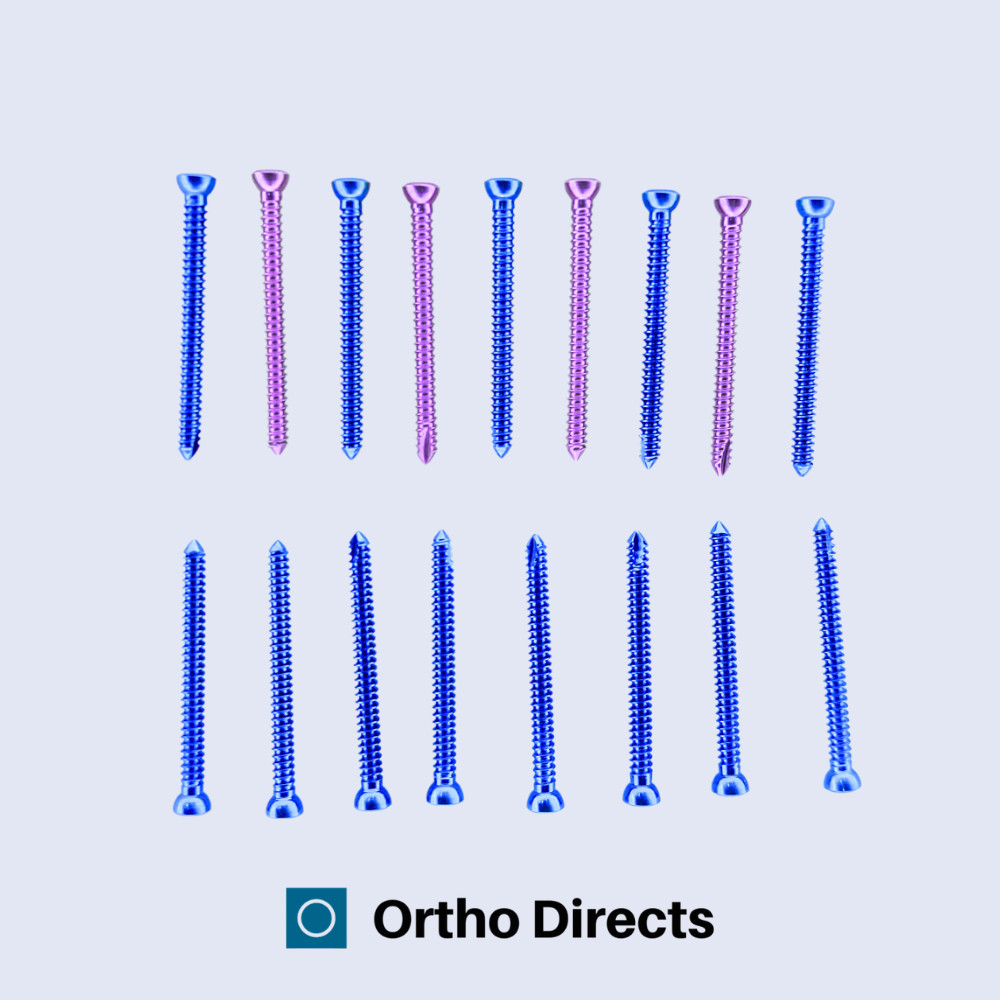 Cortex Self-Tapping 2.7mm Screws 8-26mm Length 100 Pcs Set Titanium Grade V