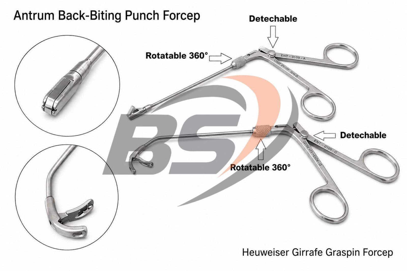ENT Back-Biter Punch Forcep & Girrafe Grasping Forcep ENT Instruments
