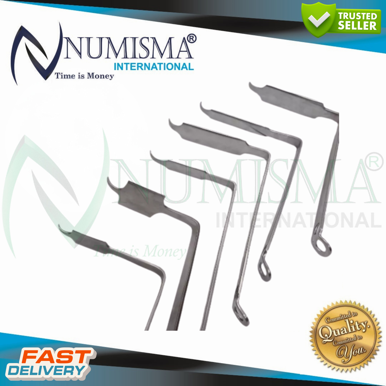 Hohmann Knee Retractors Bent Orthopedic Surgical Instruments Set of 6 Pieces CE