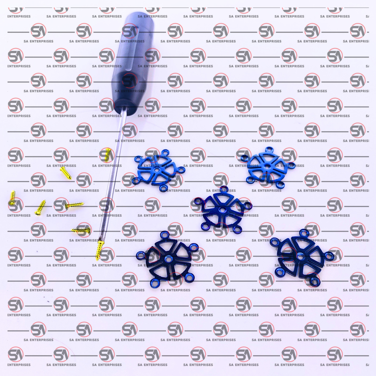 Maxillofacial Mini Burr Hole Mesh Plates & Cross Head Self Drill Screws 36 Pcs