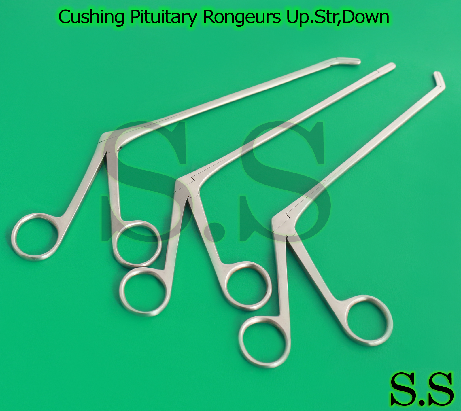 3 Pcs Cushing Pituitary Rongeurs 8″ 2x10mm Cup ,Up.Str,Down ENT Surgical