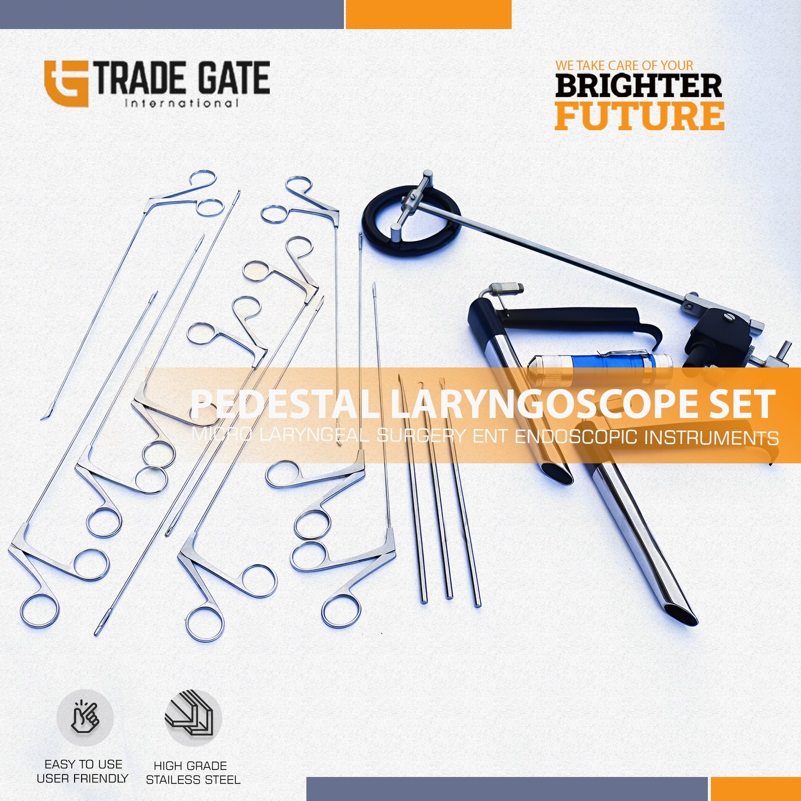 New Pedestal Laryngoscope Set Micro Laryngeal Surgery ENT Endoscopic Instruments