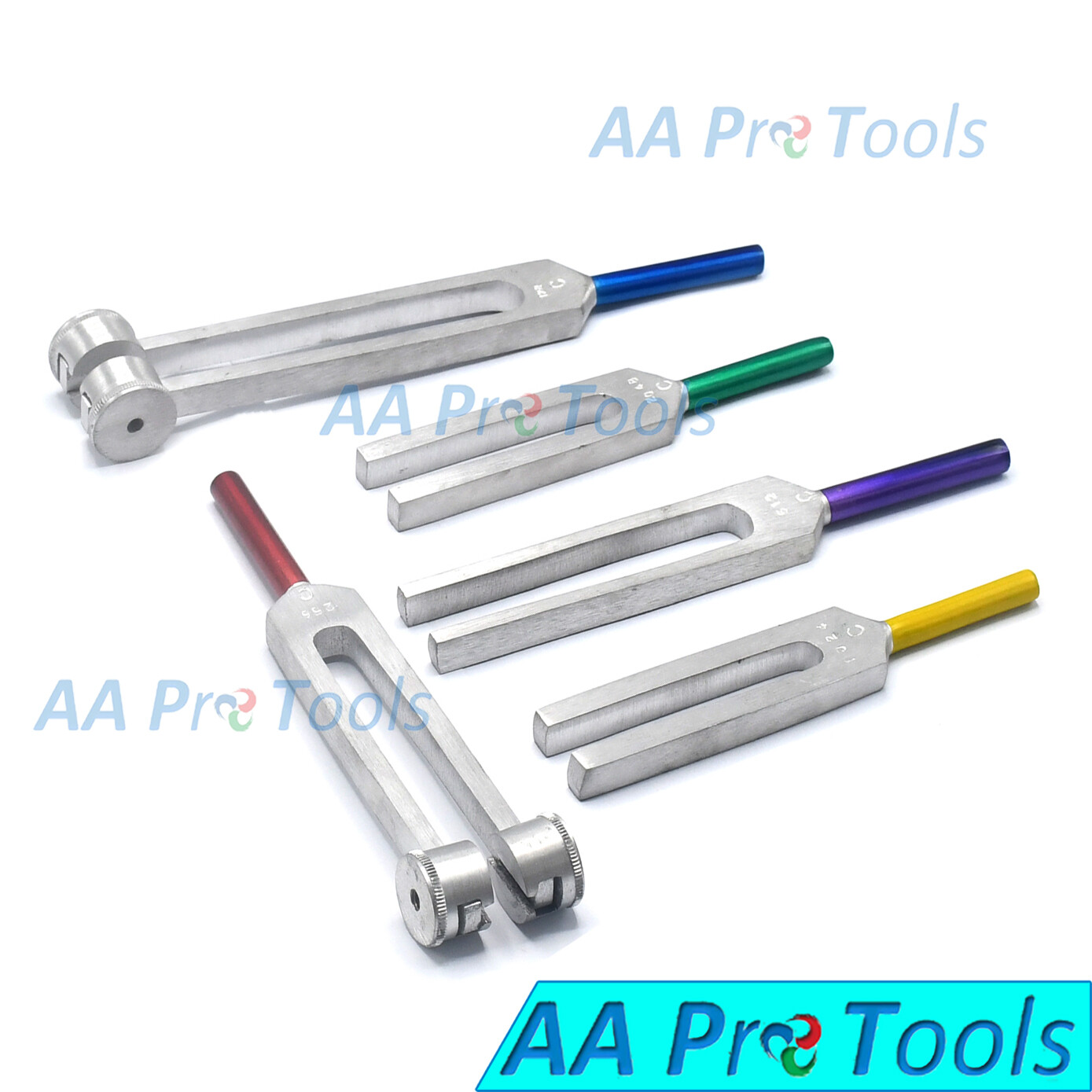 5 Pieces Color Coated Tuning Fork Set C128, C256, C512 C1024, C2048, Surgical