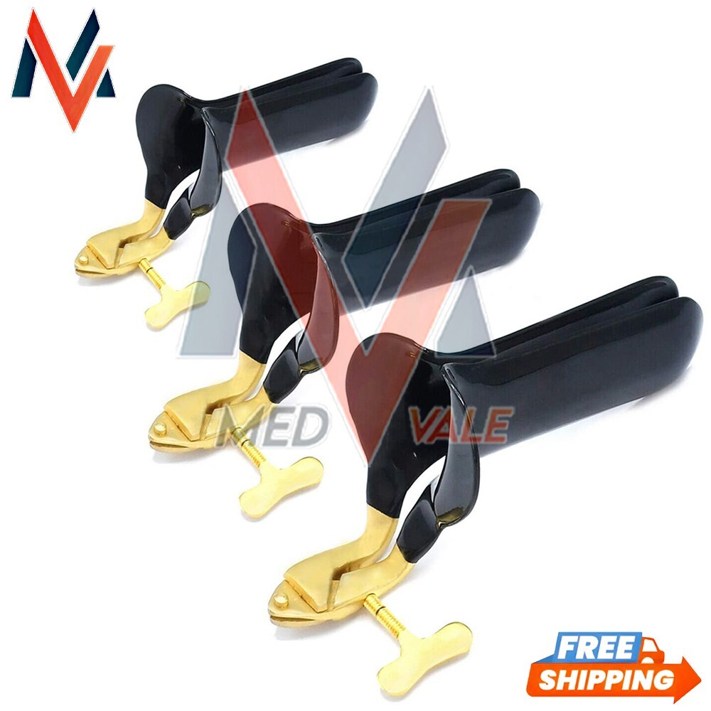 Collin Vaginal Speculum Large Black+Gold Coated Surgical Instruments 3Pcs A+