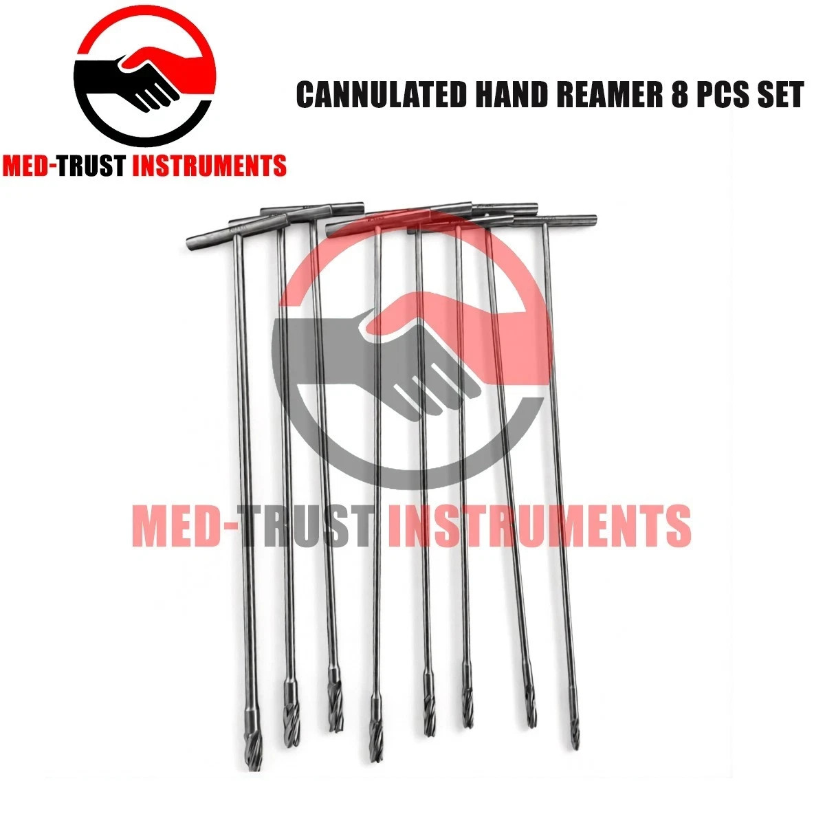 Cannulated Hand Reamer Surgical Instruments Set 8 pcs Orthopedic