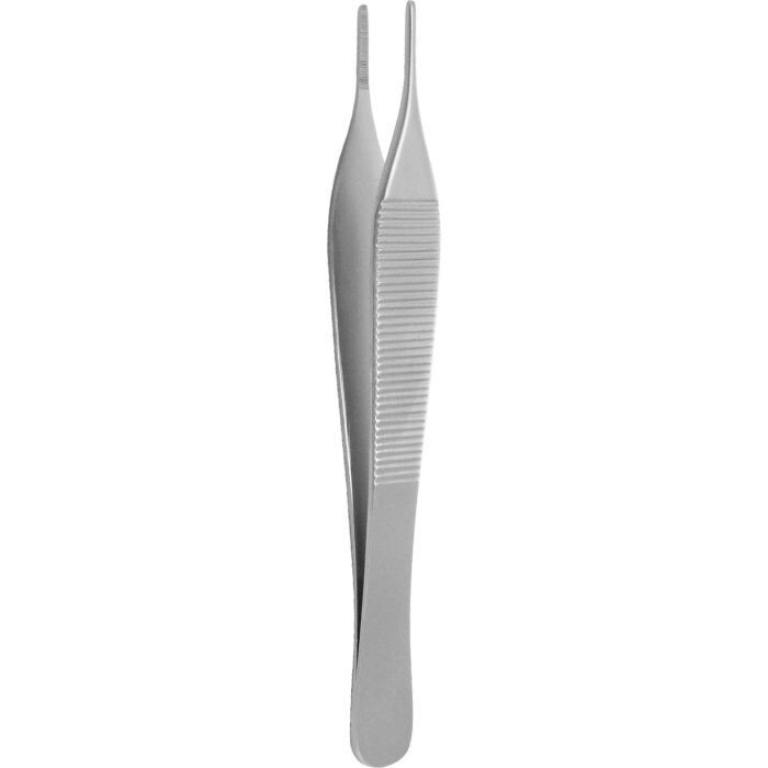Adson Micro Dressing Forceps, 4.75″, Straight, Standard, Serrated, 0.3mm Tips