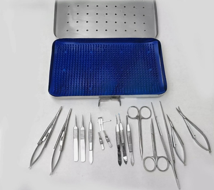 Micro Hand Surgery Instruments Kit Microvascular Clamp Surgical Suture Kit 17Pcs