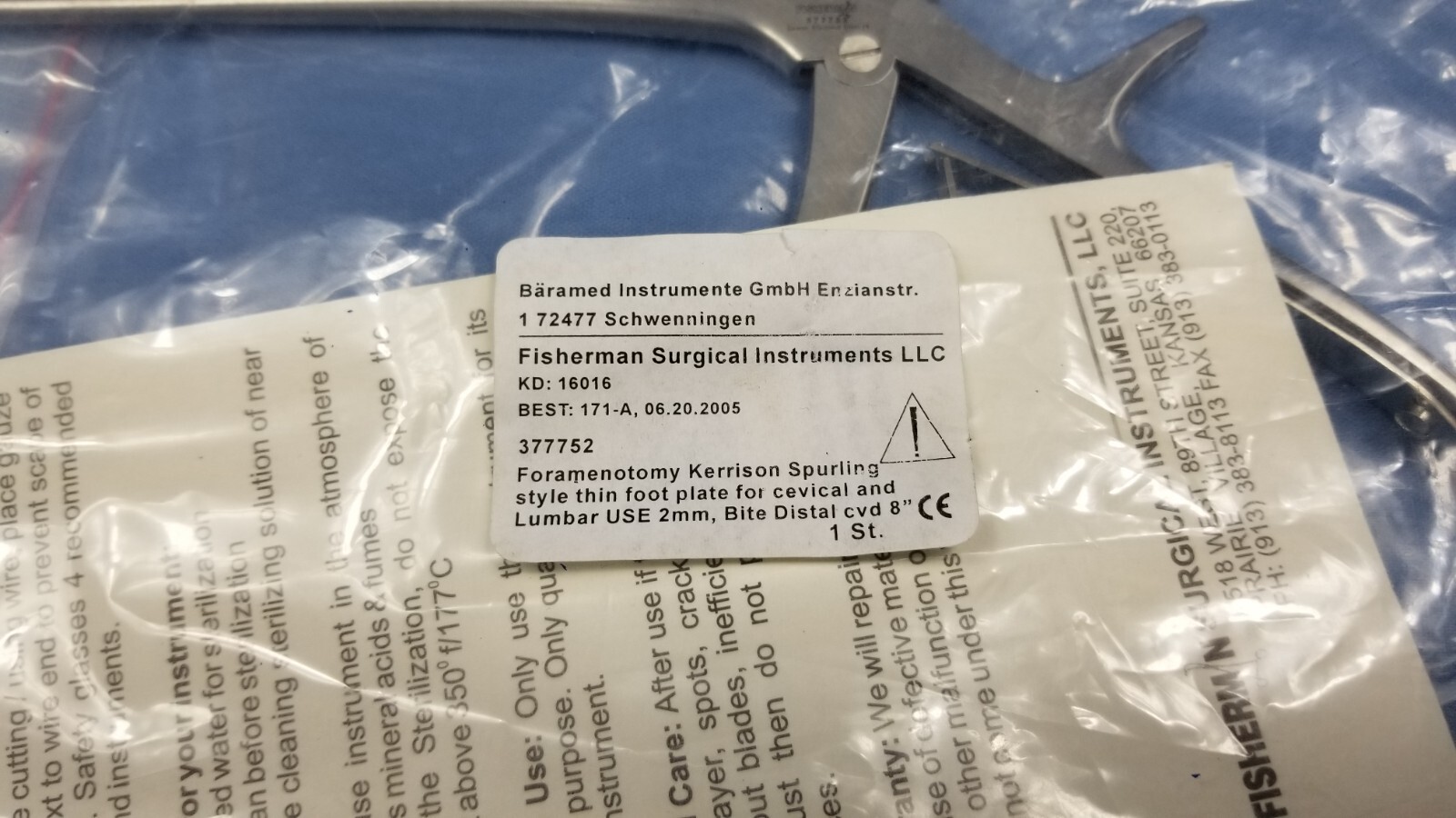 German Stainless Steel Foramenotomy Kerrison Spurling Style 377752