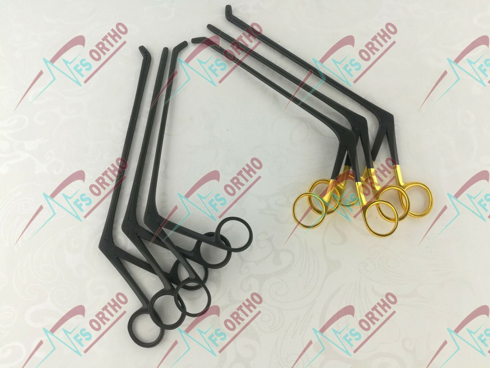 Crocodile Forceps Set of 6 Pcs Up, Down, STR Orthopedic Instrument Gold & Black