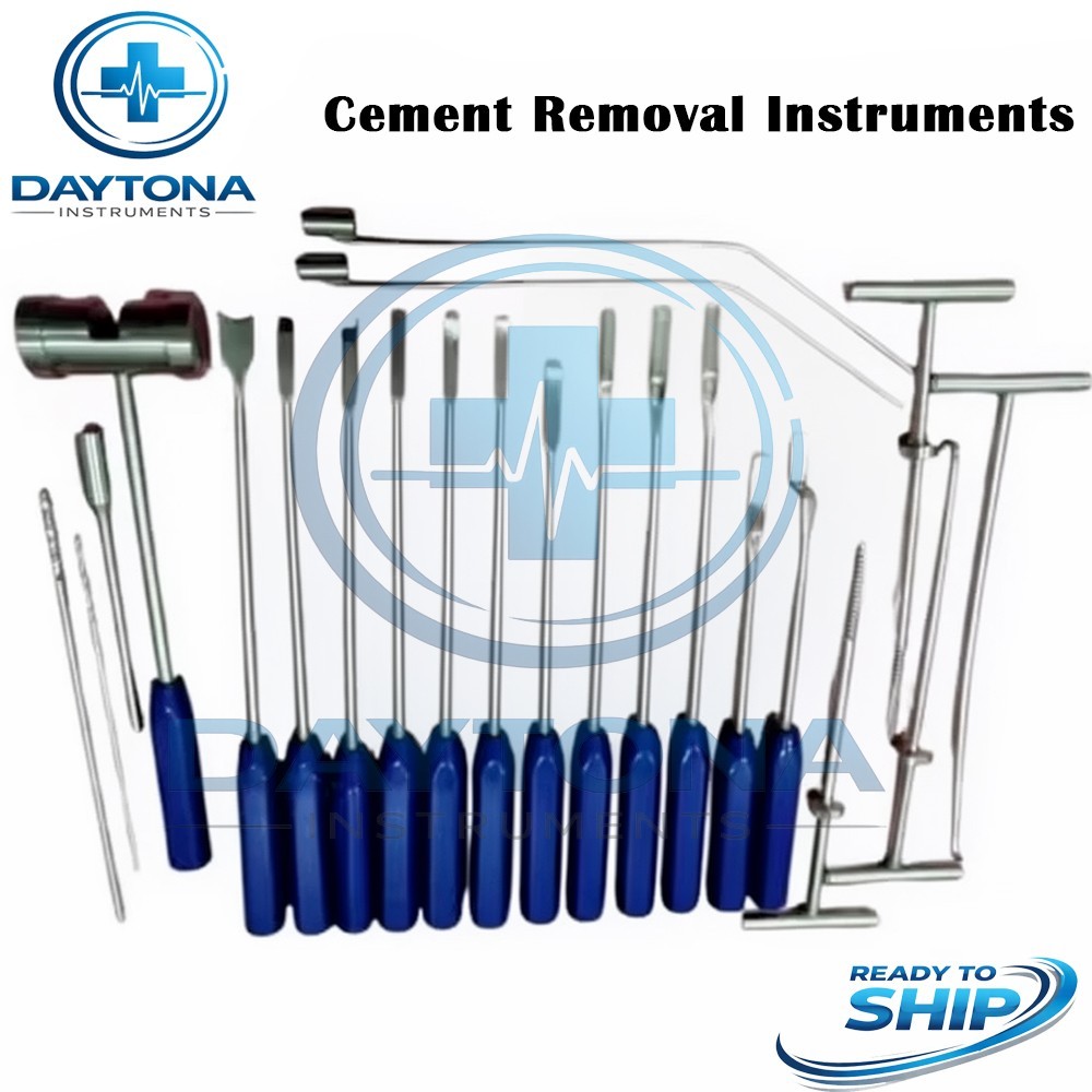 Mueller-Type Cement Removal Instruments Titanium Blue Set of 22 Pcs Orthopedic