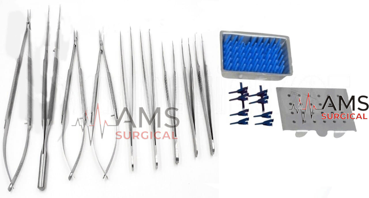 Micro Surgery Instrument Set 9 Pcs With Micro Vascular Clamp Plastic Surgery