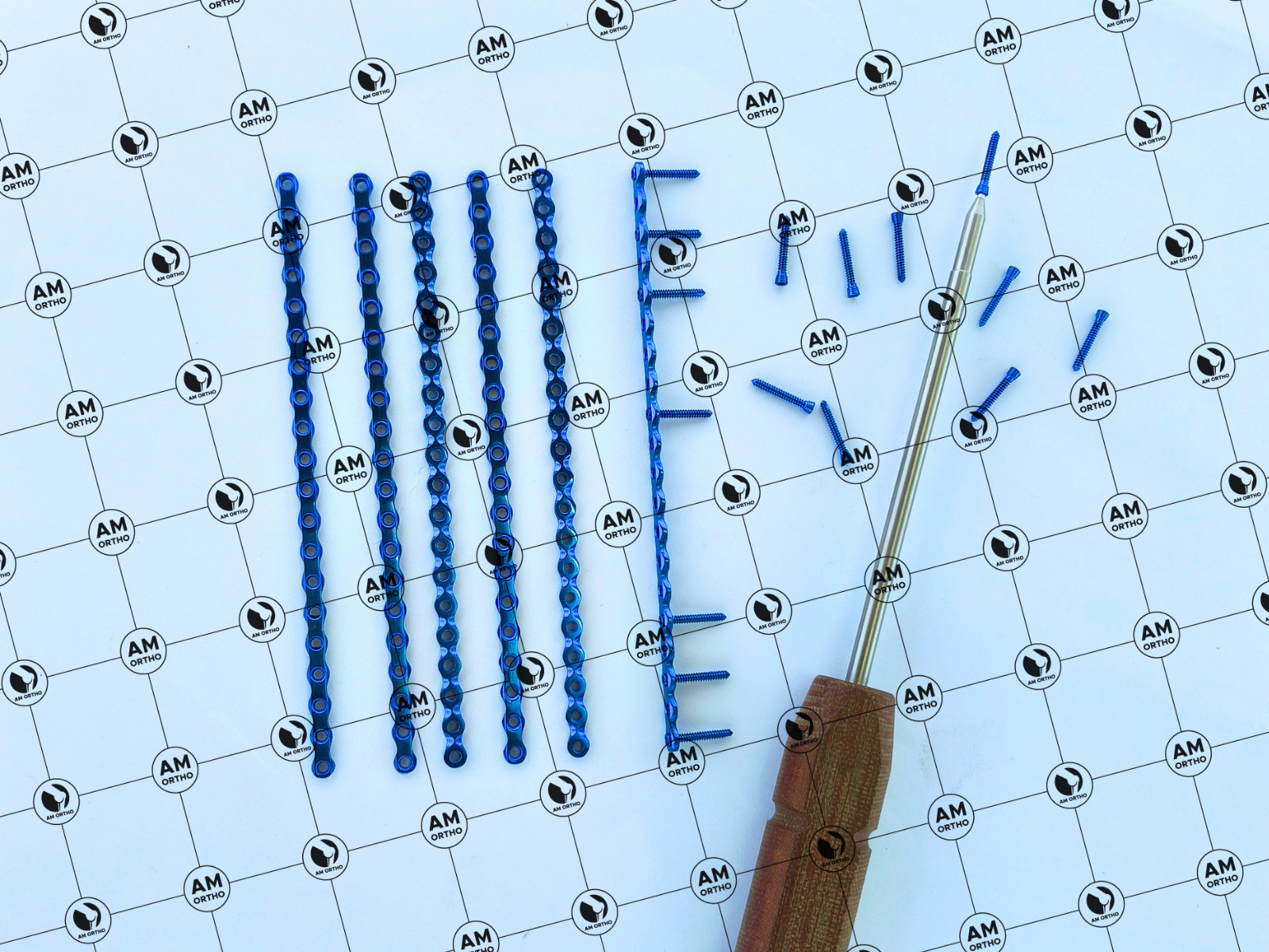 Ṿeterinary 2.0mm ÀLPS-II Ĺocking Ṕlates 20Holes With LCP Screw 77Pcs Set Ti
