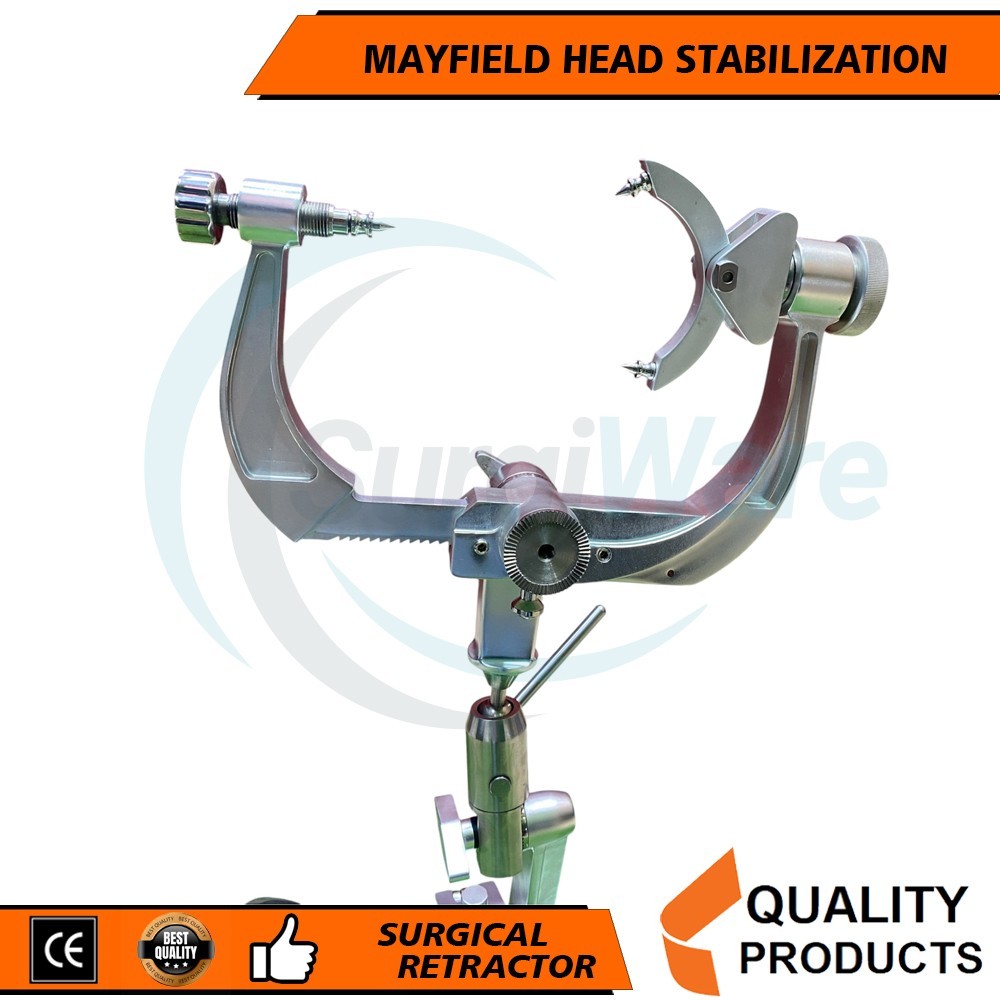 New Mayfield Spine Surgery Table Adapter with Skull Clamp Silver Coating